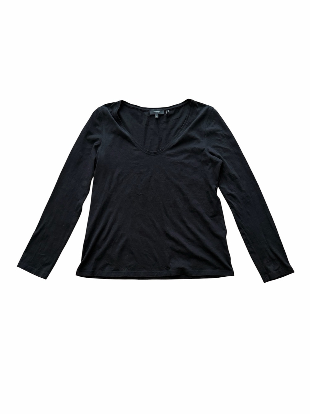 Theory Long Sleeve Black Tee Size M Organic Pima Cotton